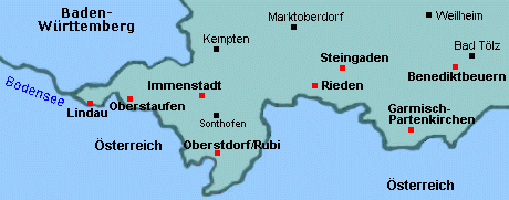 Karte von Bayern Süd-West