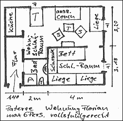 Grundriss der rollstuhlgerechten Wohnung